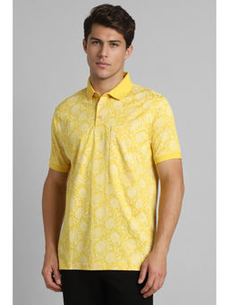Simon Carter - Yellow Print Polo Neck T-Shirt