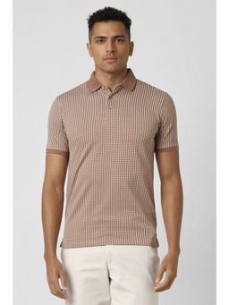 Van Heusen - Men Brown Print Polo Neck T-Shirt