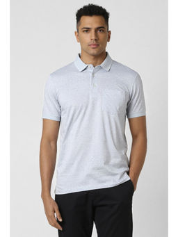 Van Heusen - Men Blue Print Polo Neck T-Shirt