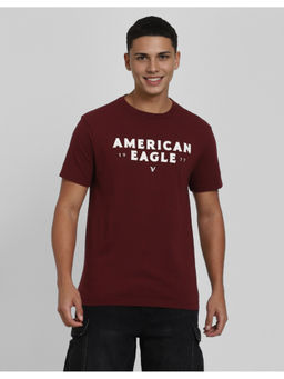 American Eagle - Maroon Ae Elevated Logo Typography T-Shirt