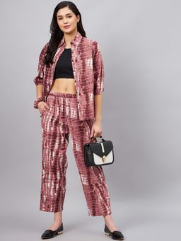 WineRed - Women's Rust Tie and Dye Co-Ord Set