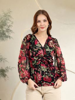 Kibo - Women's Floral Printed Chiffon Top