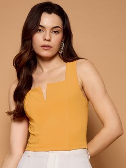 Kibo - Yellow Women's Solid Crop Top