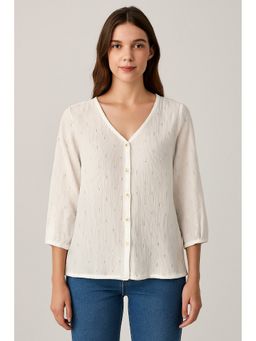 NOBARR - Women's Off-White Viscose Linen Shirt
