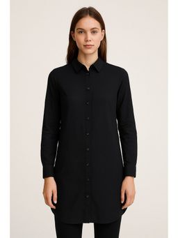 NOBARR - Women's Black Cotton Longline Shirt