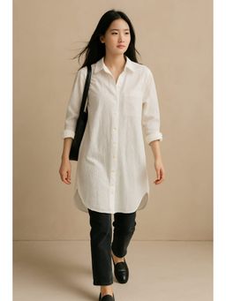 NOBARR - Women's White Cotton Longline Shirt