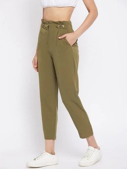 WineRed - Women's Olive green Pant