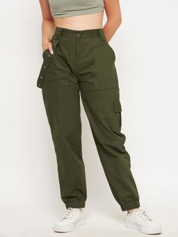 WineRed - Women's Olive Cargo Pant