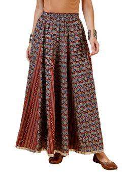 WineRed - Women's Printed Godet Skirt
