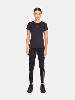 Cardio Bunny - Women Black Quick-Dry Sculpting Round Neck Slim Fit T-shirt