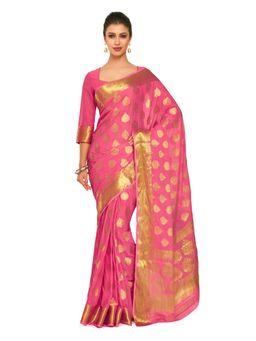 Mimosa - Chiffon Pink Saree With Blouse Piece