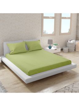 HomeTown - Nora Palette Cotton Double Bed Sheet in Lime (Set of 3)