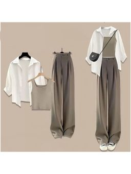 MISS MOSA BY AKANKSHA - Faze Summer Brown Top With Pant And Shirt (Set of 3)