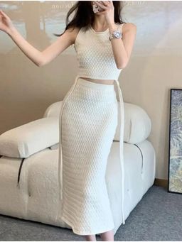 MISS MOSA BY AKANKSHA - Jayleen Soft Knit Textured Crop Top With Skirt (Set of 2)