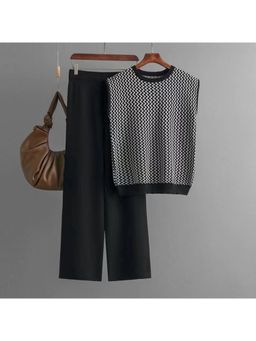 MISS MOSA BY AKANKSHA - Black Robert Knitted Cotton Co-Ord (Set of 2)