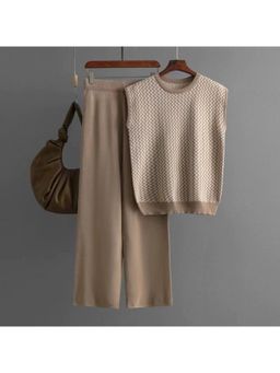 MISS MOSA BY AKANKSHA - Beige Robert Knitted Cotton Co-Ord (Set of 2)