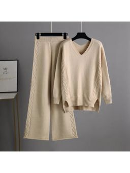 MISS MOSA BY AKANKSHA - Beige Leslie Luxe Winter Solid Co-Ord (Set of 2)