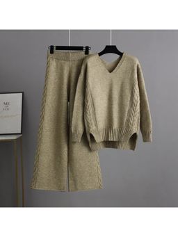 MISS MOSA BY AKANKSHA - Olive Leslie Luxe Winter Solid Co-Ord (Set of 2)