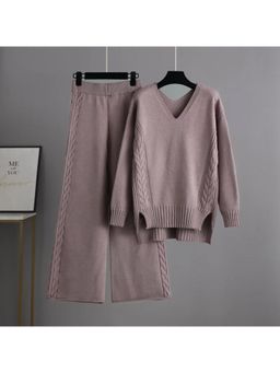 MISS MOSA BY AKANKSHA - Purple Leslie Luxe Winter Solid Co-Ord (Set of 2)