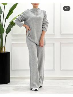 MISS MOSA BY AKANKSHA - Grey Olly Luxe Winter Solid Co-Ord (Set of 2)