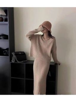 MISS MOSA BY AKANKSHA - Pink Orlee Winter Top And Skirt (Set of 2)