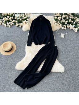 MISS MOSA BY AKANKSHA - Black Oliver Luxe Solid Co-Ord (Set of 2)