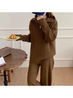 MISS MOSA BY AKANKSHA - Brown Paxton Winter Textured Co-Ord (Set of 2)