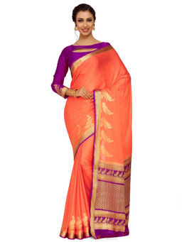 Mimosa - Crepe Orange Saree With Blouse Piece