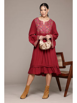 Ritu Kumar - Red Peru Embroidered Dress