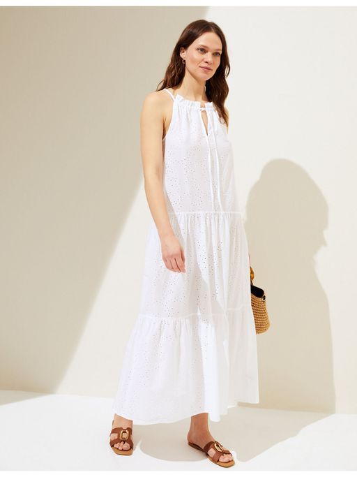 marks and spencer white cotton dress Buy Marks & Spencer White Pure Cotton Embroidered V-neck Midaxi Dress Online