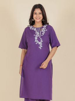 ARAMYA - Purple Floral Kurta