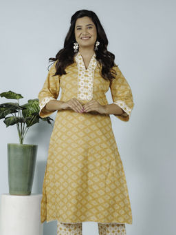 ARAMYA - Yellow Printed Kurta