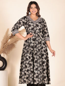 ARAMYA - Black Floral Kurta