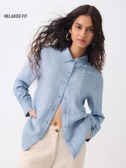 The Souled Store - Tss Originals Sky Blue Women Shirt