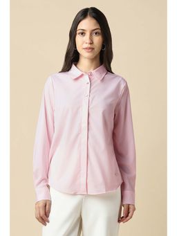 Allen Solly - Women Pink Solid Full Sleeves Shirt
