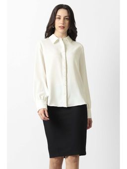 Van Heusen - Women White Solid Full Sleeves Casual Shirt