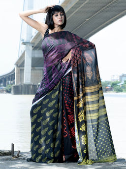 Boveee - Utsav Digital Printed Satin Georgette Saree with Unstitched Blouse
