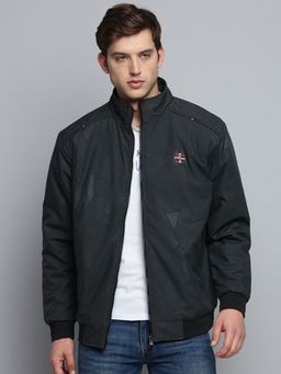 SHOWOFF - Men's Solid Mock Collar Grey Padded Jacket