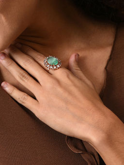 Sohi - Gold Plated Green Stoned Ring
