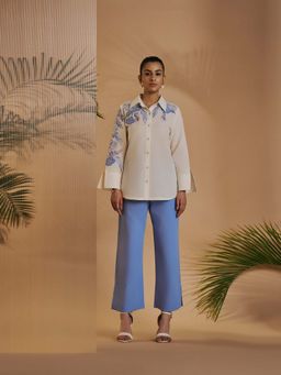ORIGANI - Women Off White Embroidered Co-Ord Set