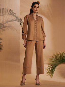 ORIGANI - Women Brown Embroidered Co-Ord Set