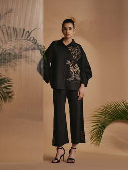 ORIGANI - Women Black Embroidered Co-Ord Set