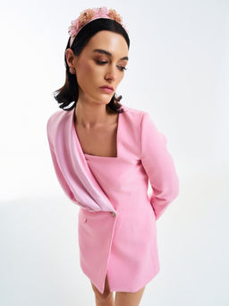 Prot Official - Halo Draped Blazer Pink Mini Dress