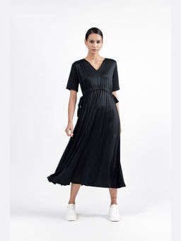 Perona - Women Italian Crepe Black Midi Dress