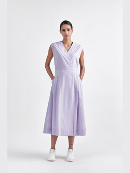 Perona - Women Pure Cotton Lavender Midi Dress