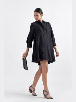 Perona - Women Viscose Black Mini Dress