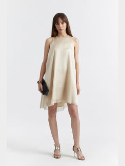 Perona - Women Terylene Ivory Mini Dress