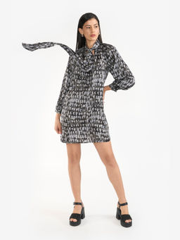 Perona - Women Polyester Black Mini Dress