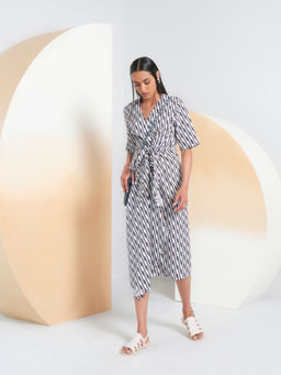 Perona - Women Pure Cotton Black Midi Dress