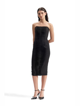 CILVR - Contour Pleated Black Midi Dress